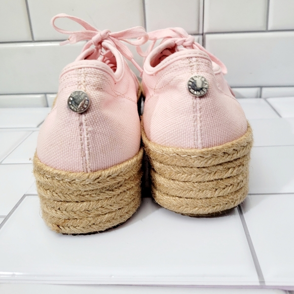 Steve Madden Hampton Ladies Canvas Espadrille Platform Fashion Sneaker Pink Canv